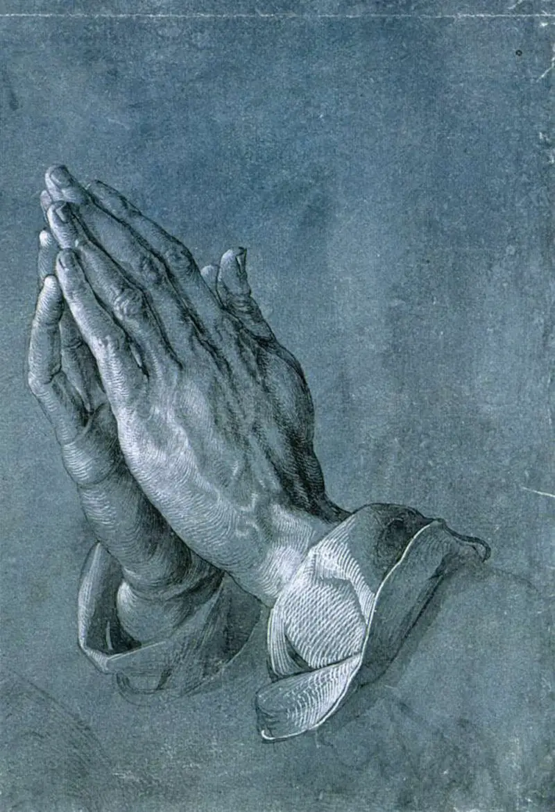 Mains en prière , dessin à la plume et à l'encre (vers 1508)